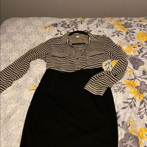 Black and cream pinstripe button down shirt